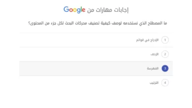 ما المصطلح الذي نستخدمه لوصف كيفية تصنيف محركات البحث لكل جزء من المحتوى؟